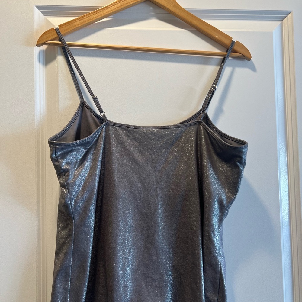 White House Black Market size large gray sparkling tank top - Picture 2 of 4